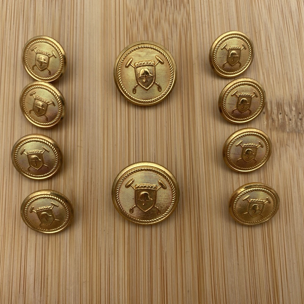 Polo Ralph Lauren Brass Buttons 10pc Set Waterbury Co Polo Helmet Mallets USA
